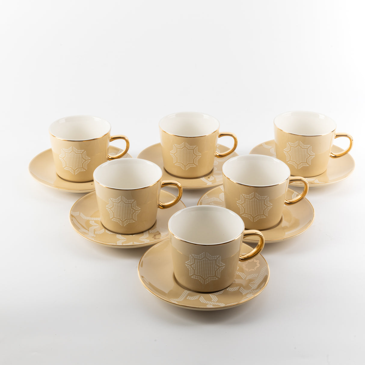 Octara - Cappuccino Set (12-Pc) - Ivory & Gold