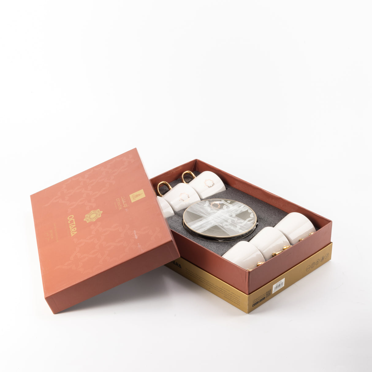 Octara - Cappuccino Set (12-Pc) - Grey & Gold