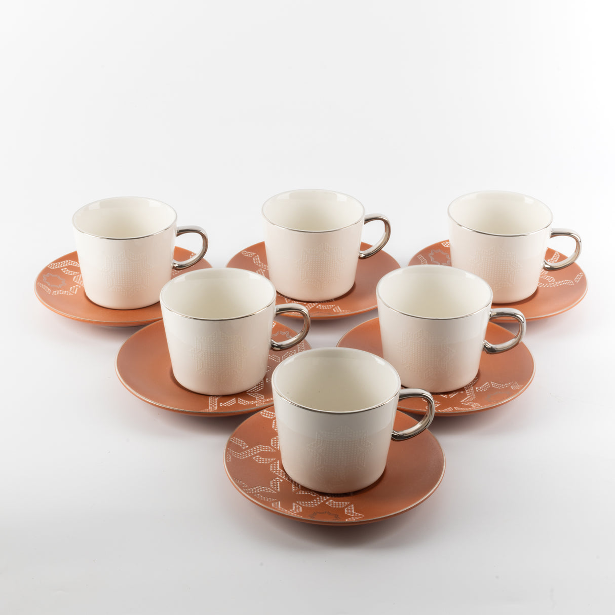 Octara - Cappuccino Set (12-Pc) - Orange & Silver