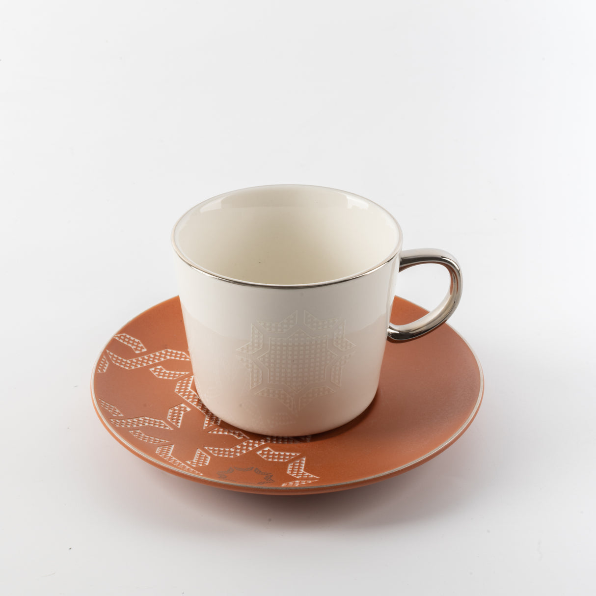 Octara - Cappuccino Set (12-Pc) - Orange & Silver