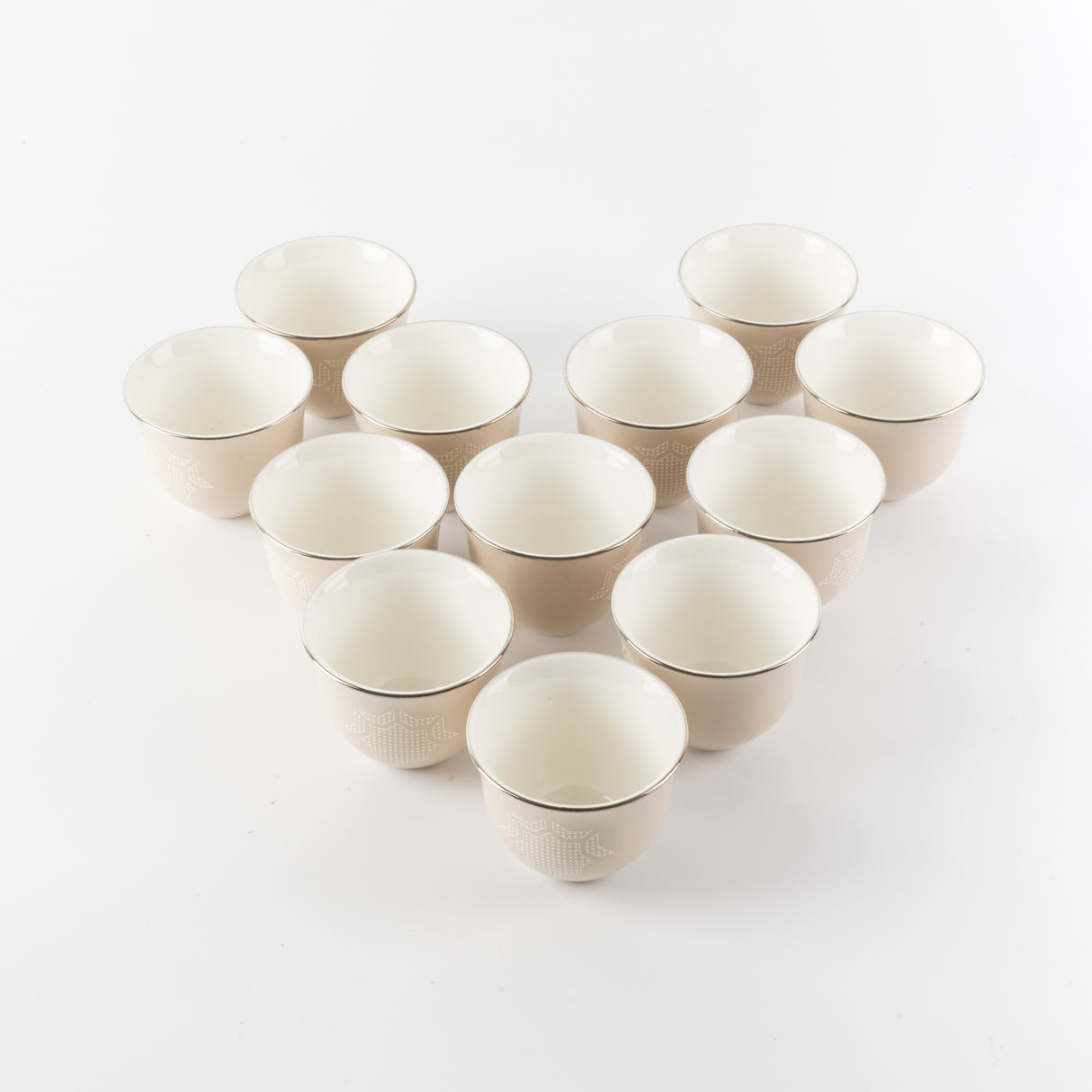 Octara - Arabic Coffee Cups Set (12-Pc) - Beige & Silver