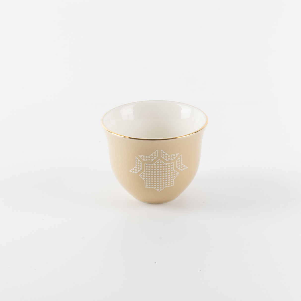 Octara - Arabic Coffee Cups With Holder- Ivory & Gold