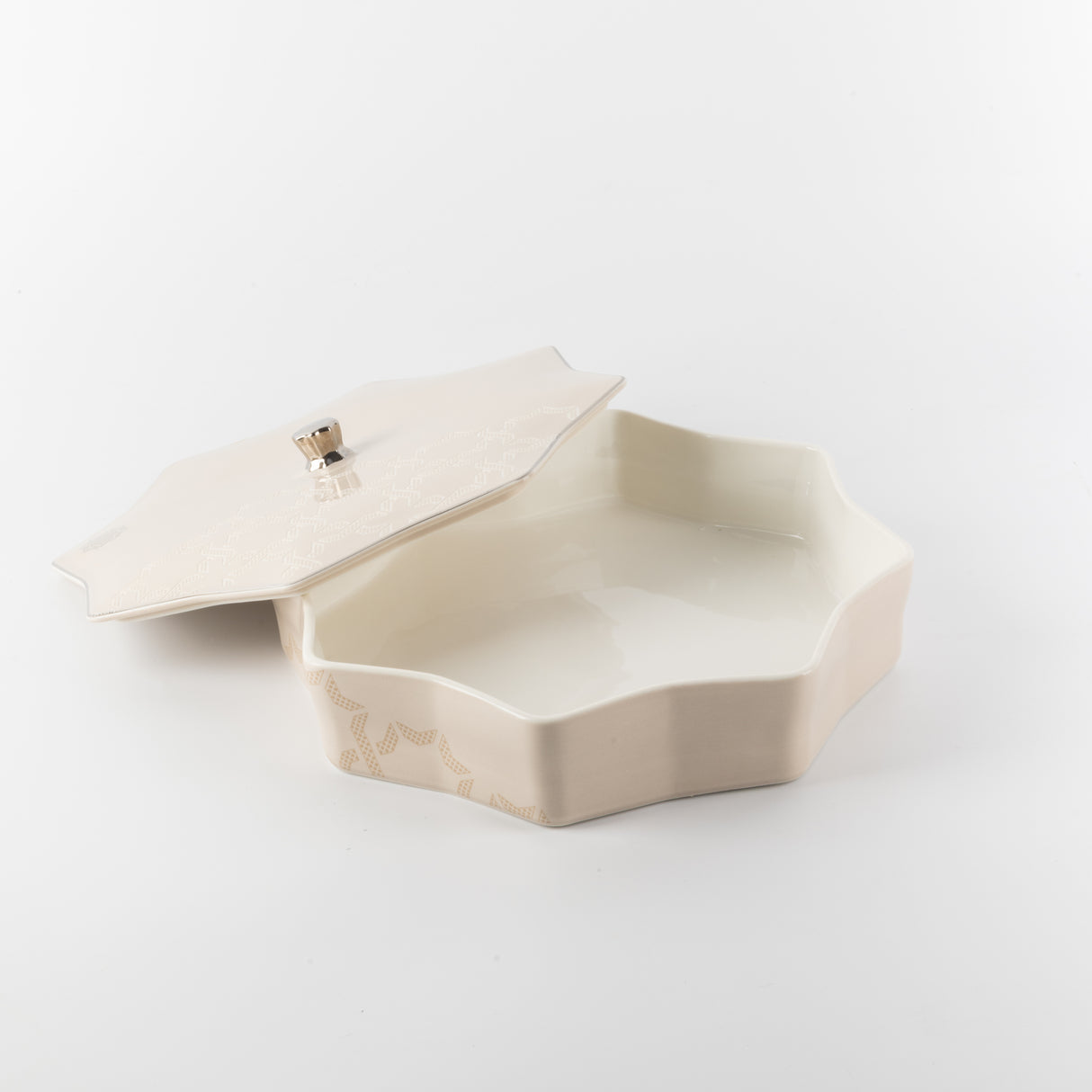 Octara - Large Decorative Canister - Beige & Silver