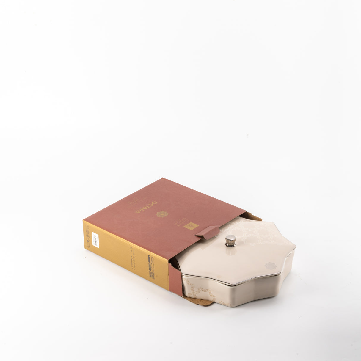 Octara - Large Decorative Canister - Beige & Silver