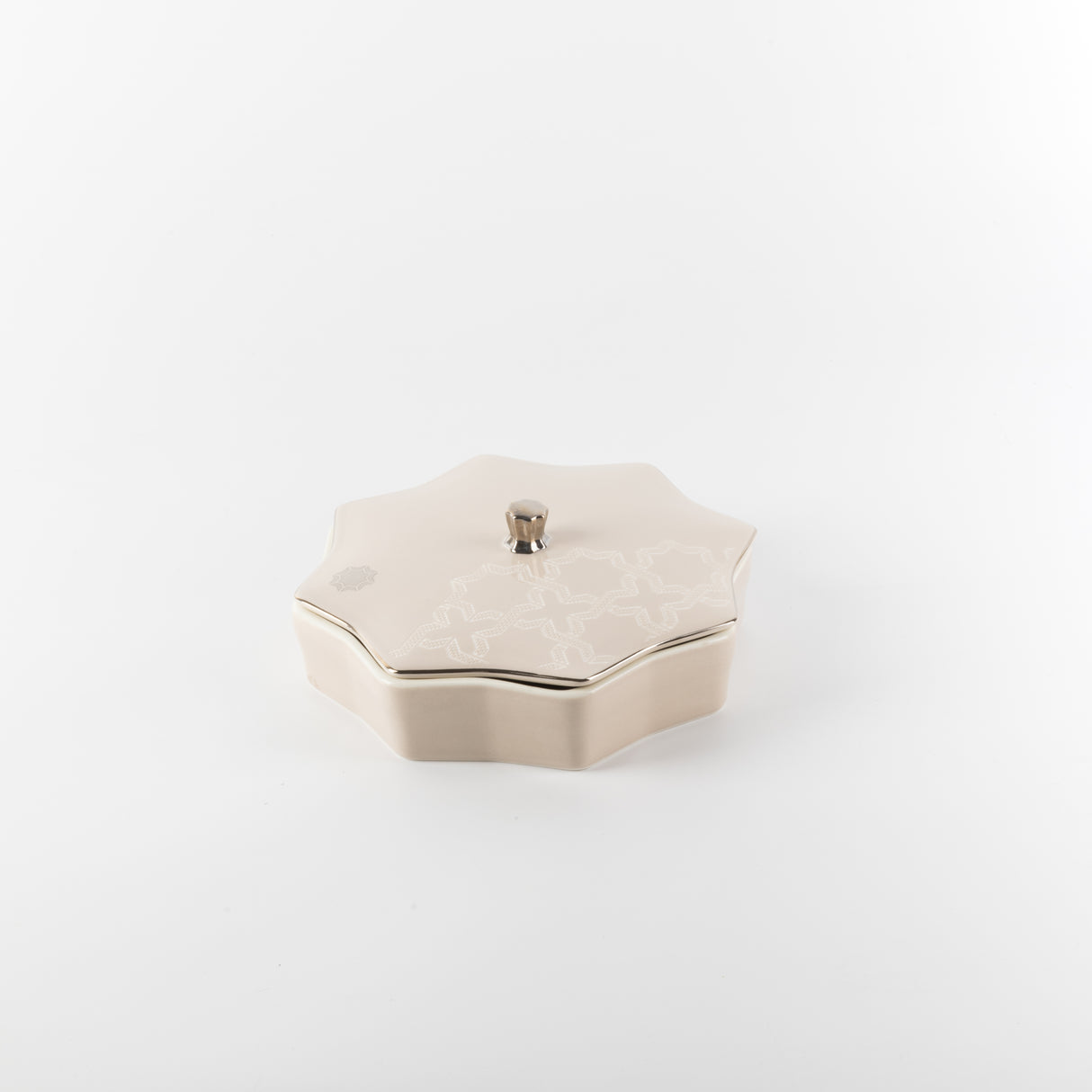 Octara - Medium Decorative Canister - Beige & Silver