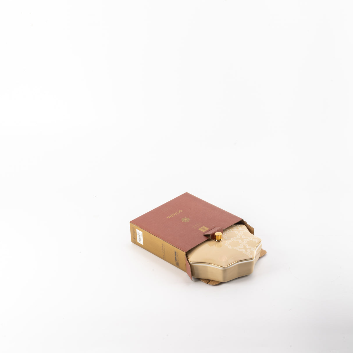 Octara - Medium Decorative Canister - Ivory & Gold