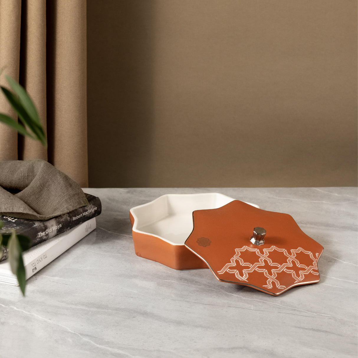 Octara - Medium Decorative Canister - Orange & Silver