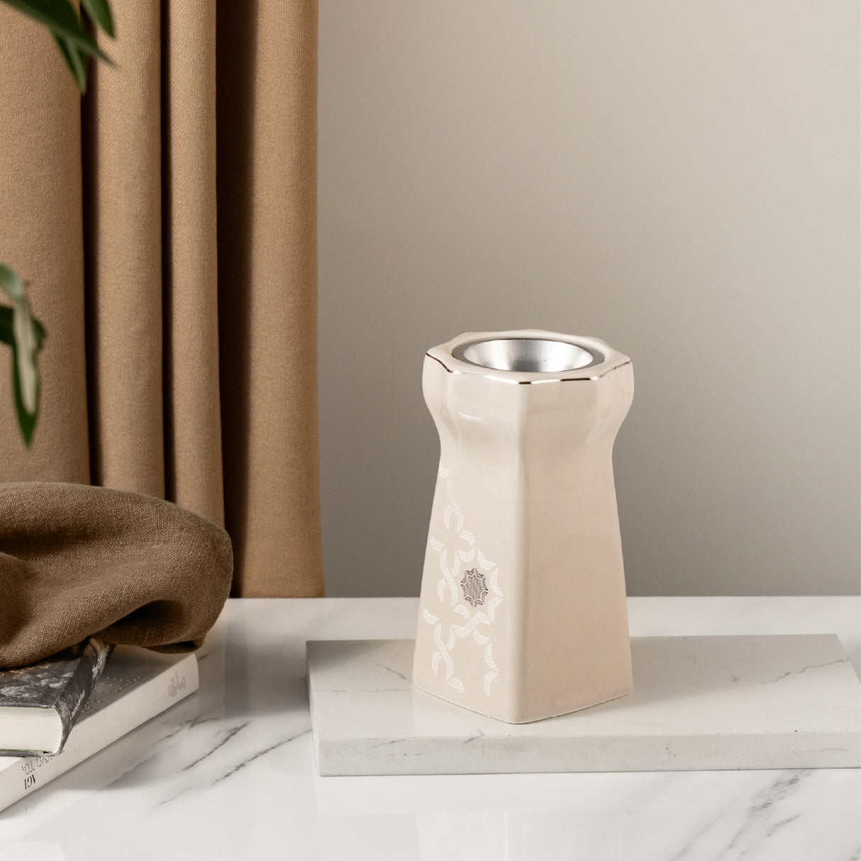 Octara - Incense Burner - Beige & Silver