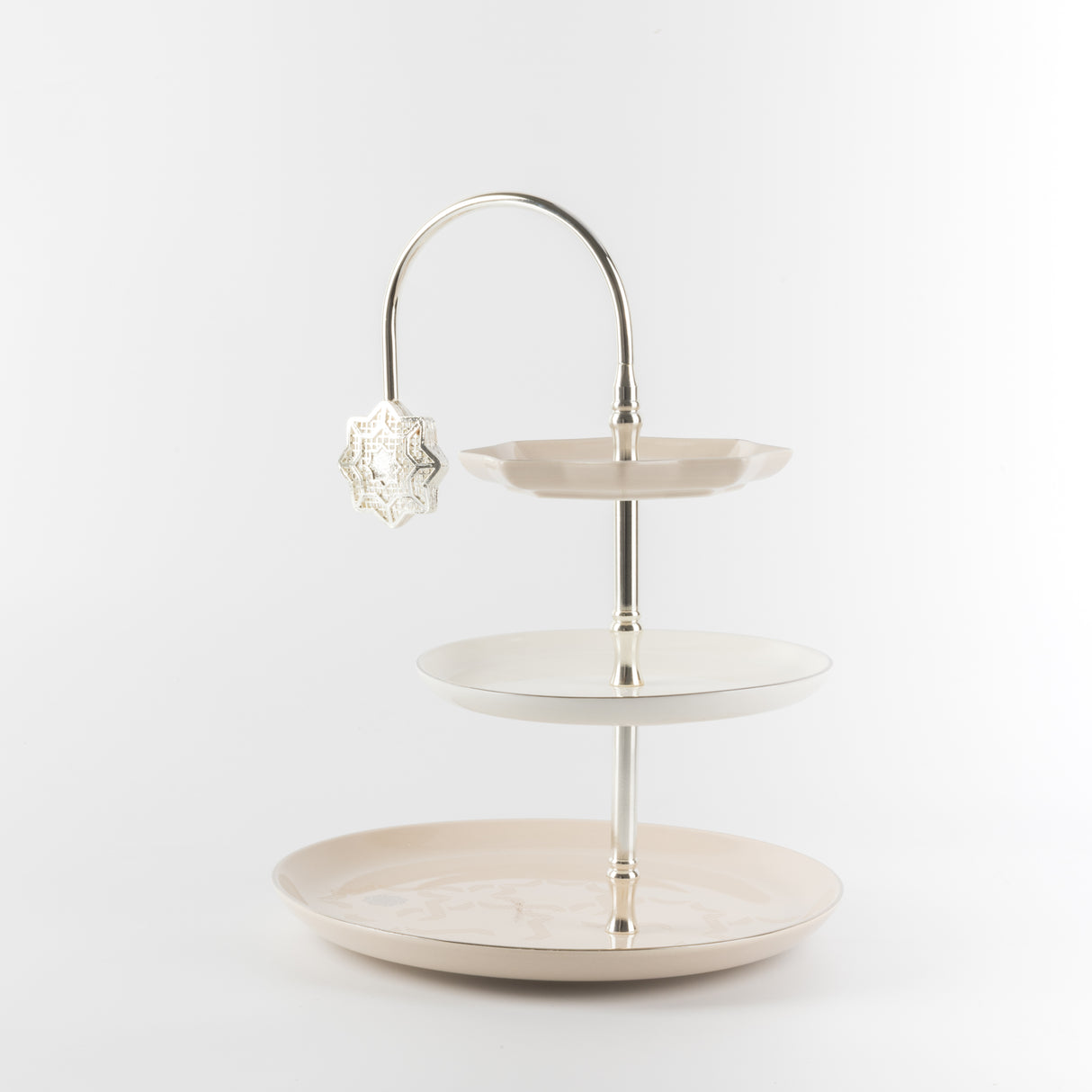 Octara - 3 Tier Plate - Beige & Silver