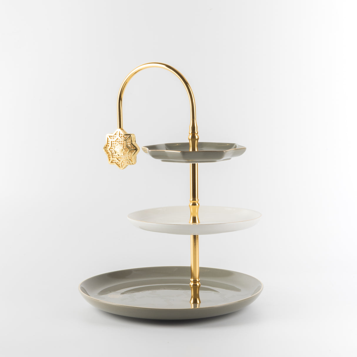 Octara - 3 Tier Plate - Grey & Gold