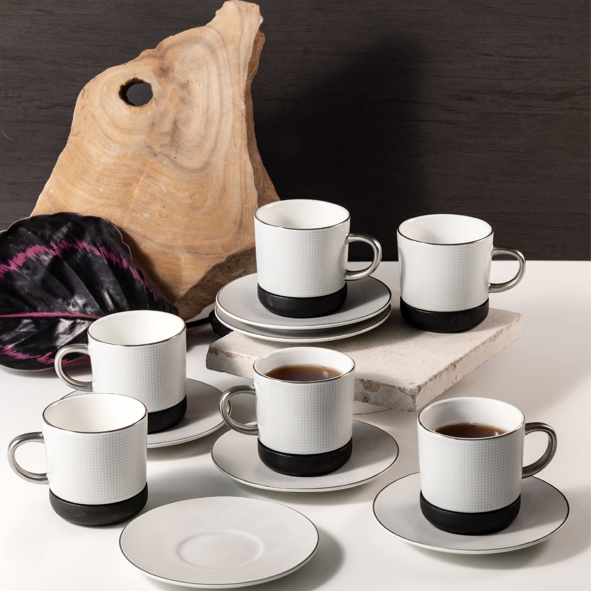 Sidrah - Cappuccino Set (12-Pc) - Midnight Silver