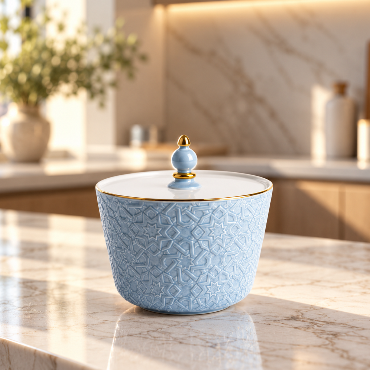Crown - Small Date Bowl - Baby Blue & Gold
