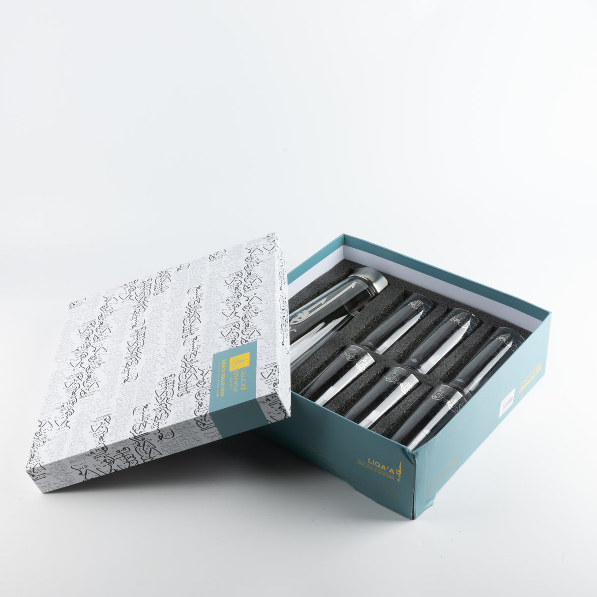 Liqa'a - Jug with 6 Tall cups - Silver