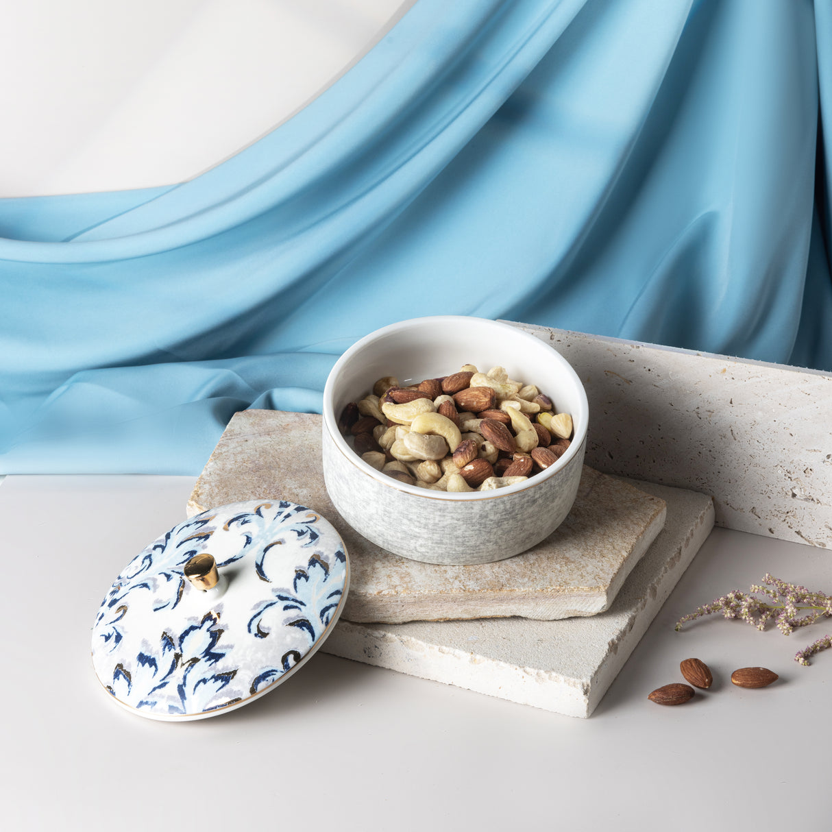 Classy Harir - Decorative Small Canister/Server - Blue & Gold