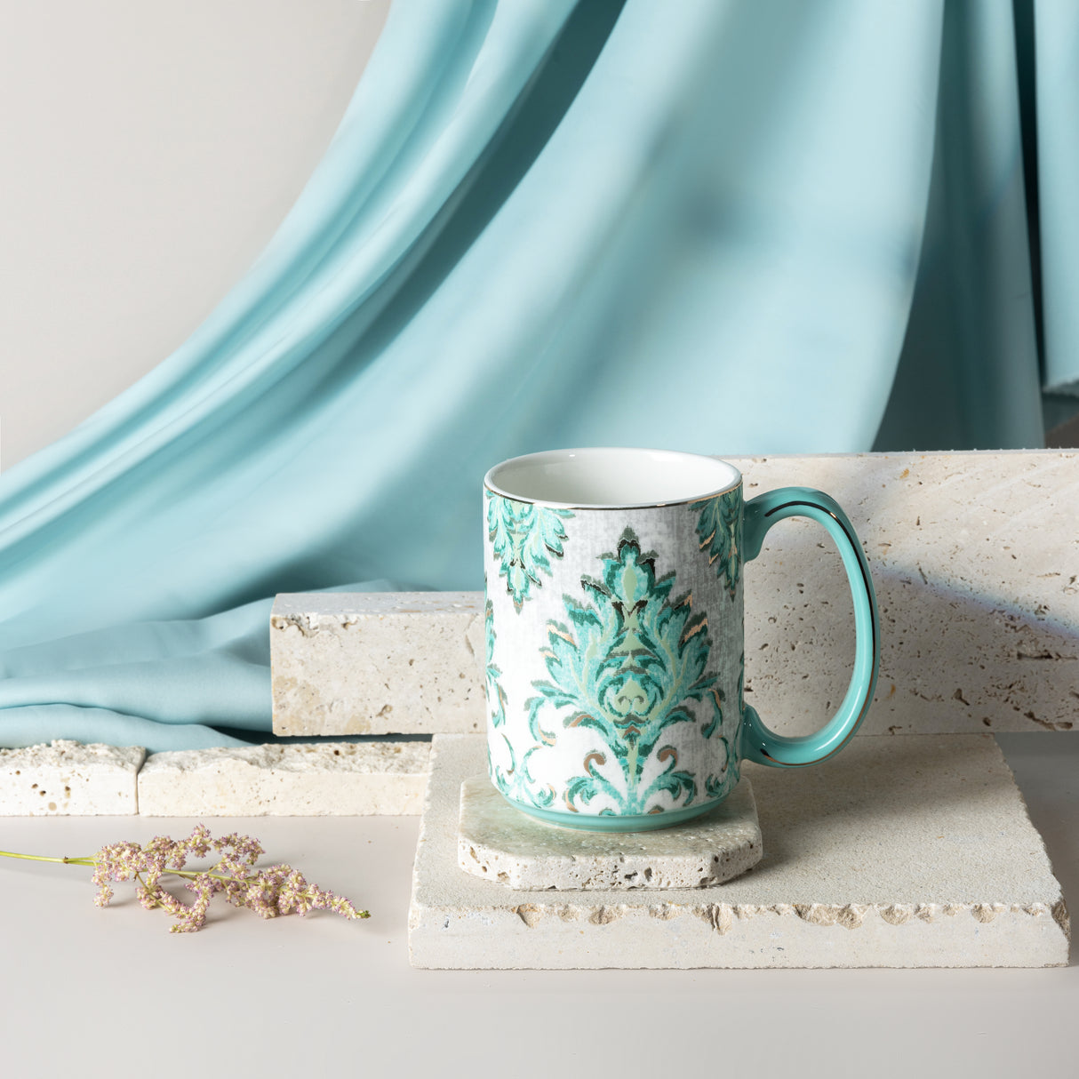 Classy Harir - Taza de café individual (350 ml) - Verde y dorado