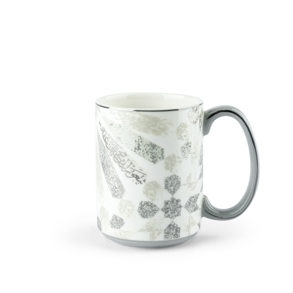 Amal - Bundle of 6 Coffee Mugs (350 ml)- Grey & Silver