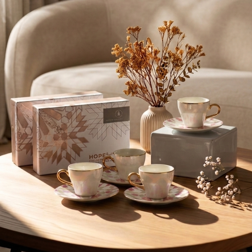 Luxury Amal Coffee Duo (Set of 2)-Pink & Gold
