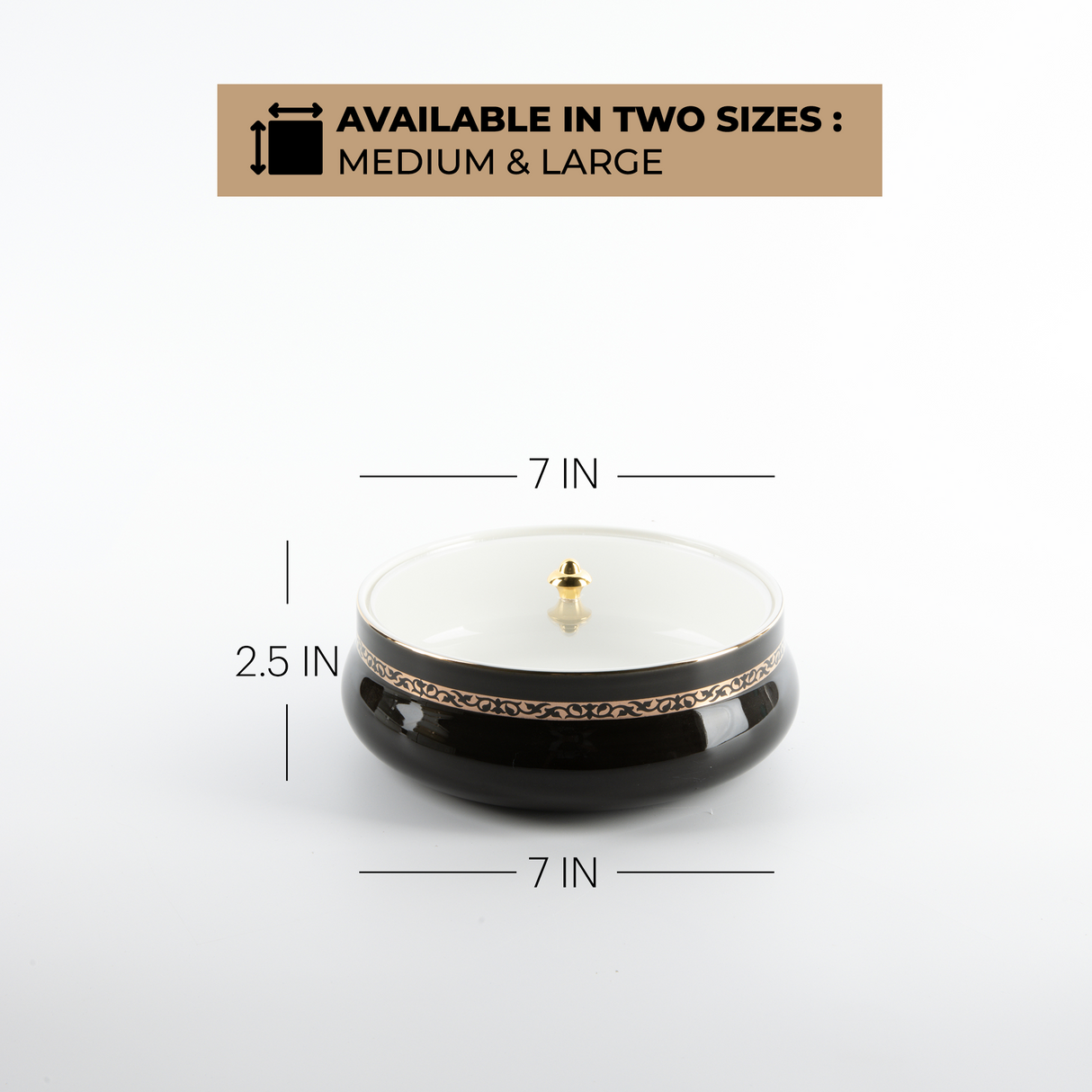 Naqsh - Medium Decorative Canister - Black & Gold