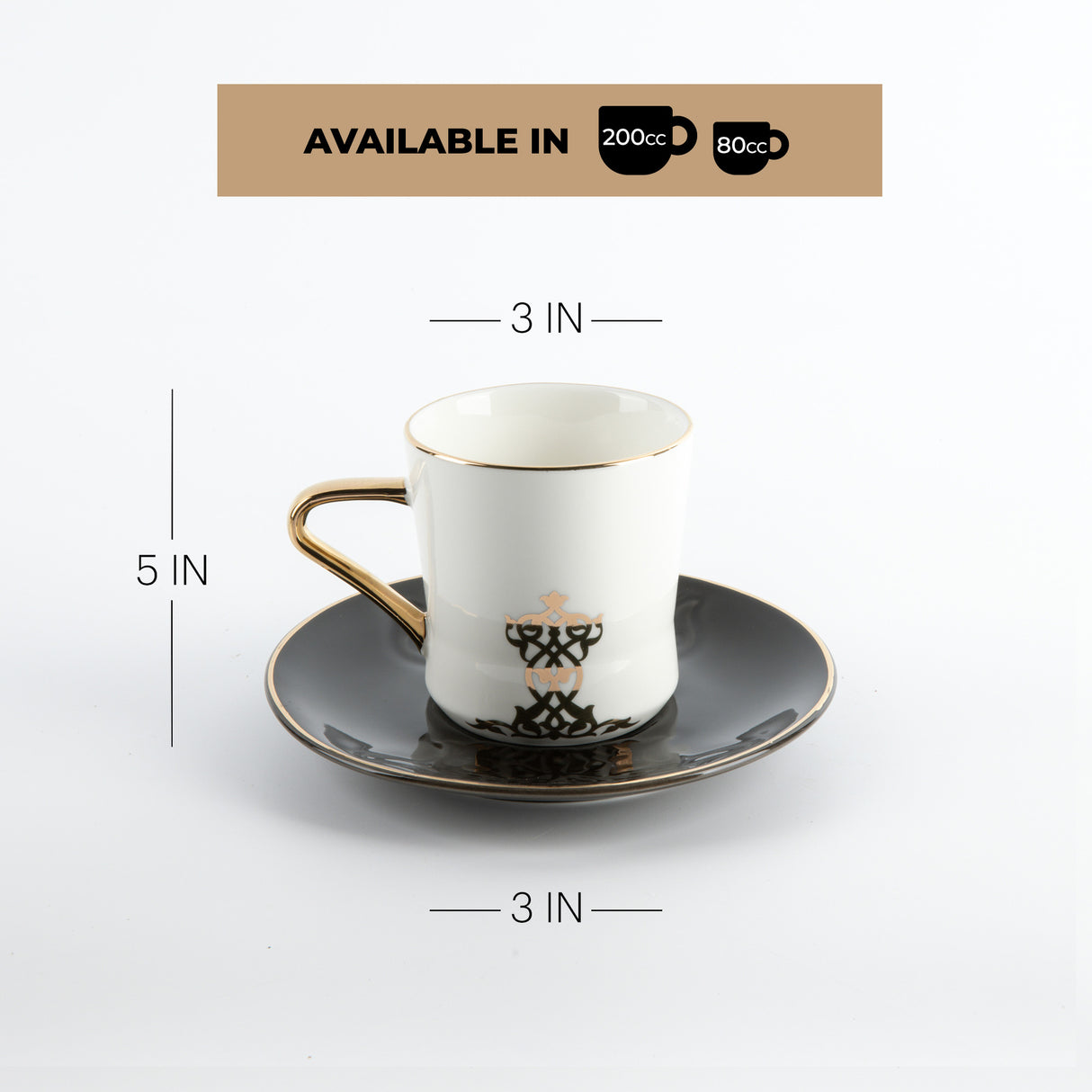 Naqsh - Cappuccino Set (12-Pc) -Black & Gold