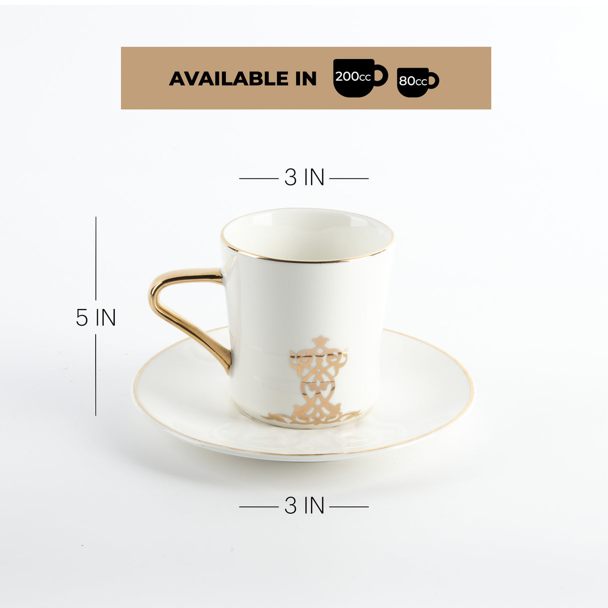 Naqsh - Cappuccino Set (12-Pc) -White & Gold