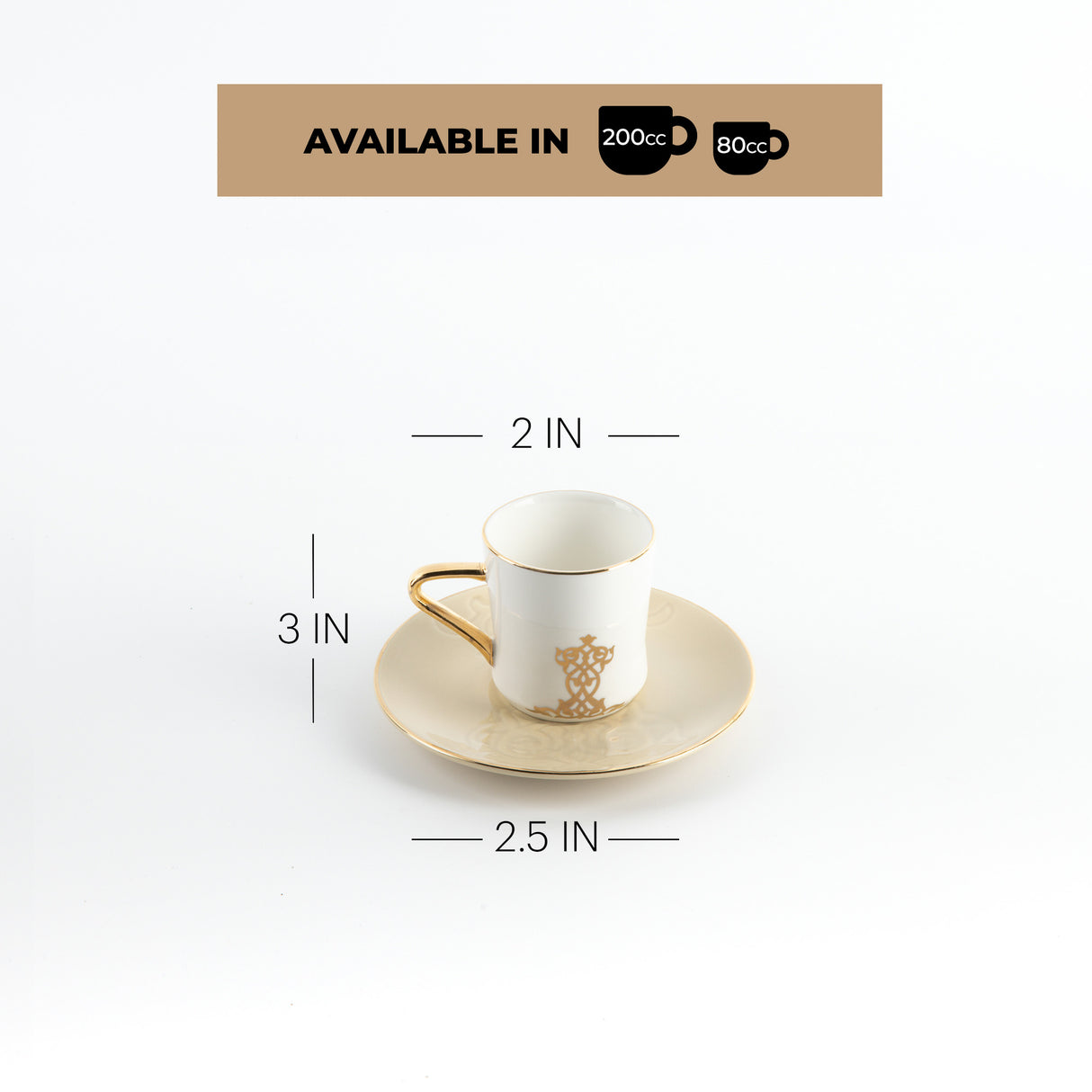 Naqsh - Espresso/Turkish Coffee Set (12-Pc)-Ivory & Gold