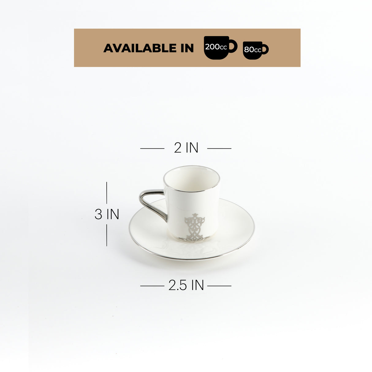 Naqsh - Espresso/Turkish Coffee Set (12-Pc)-White & Silver