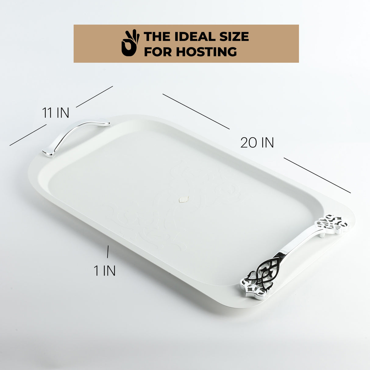 Naqsh - Serving Tray - White & Silver