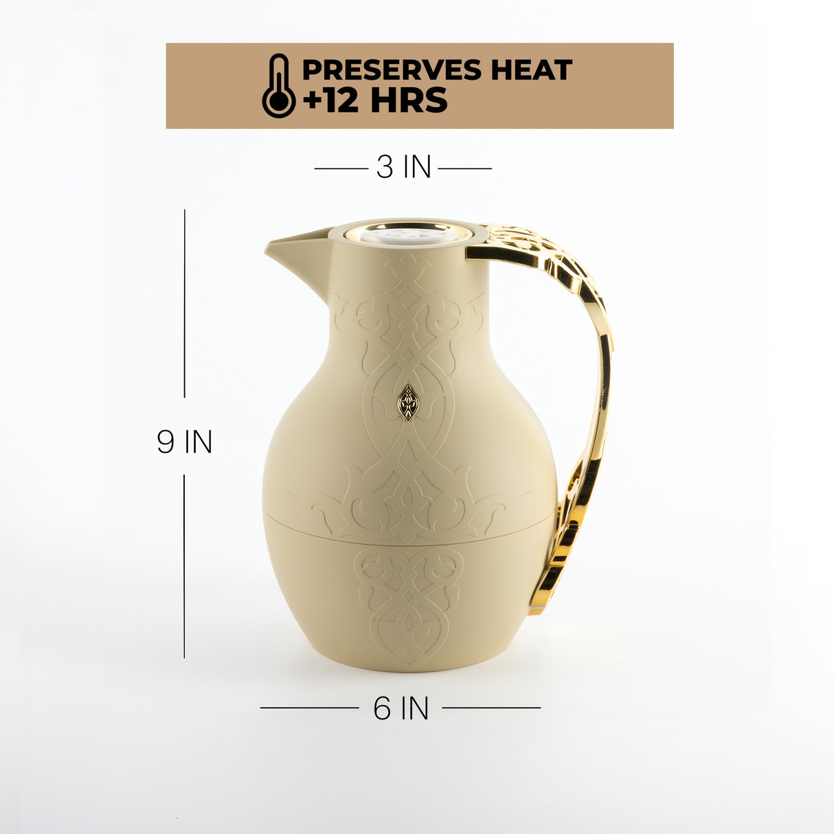 Naqsh - Vacuum Flask / Thermos - Ivory & Gold