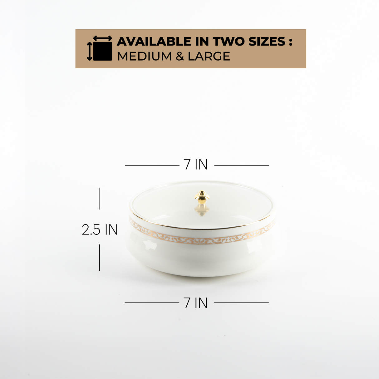 Naqsh - Medium Decorative Canister - White & Gold