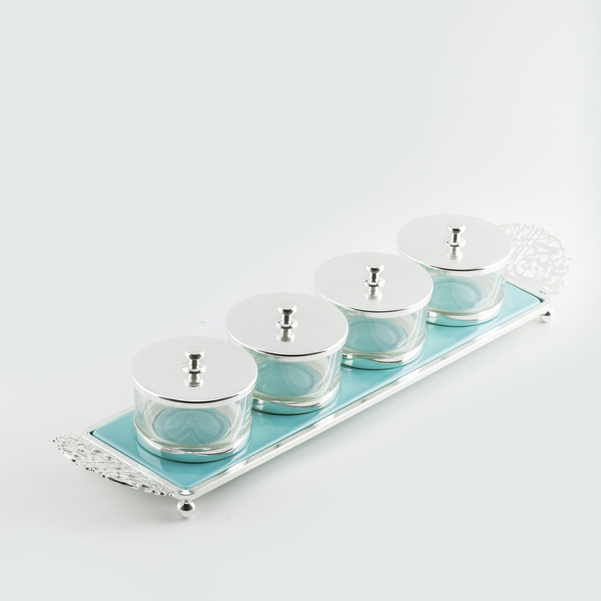 Limited Edition - Snack Serving set (4 Bowls)- Blue & Silver