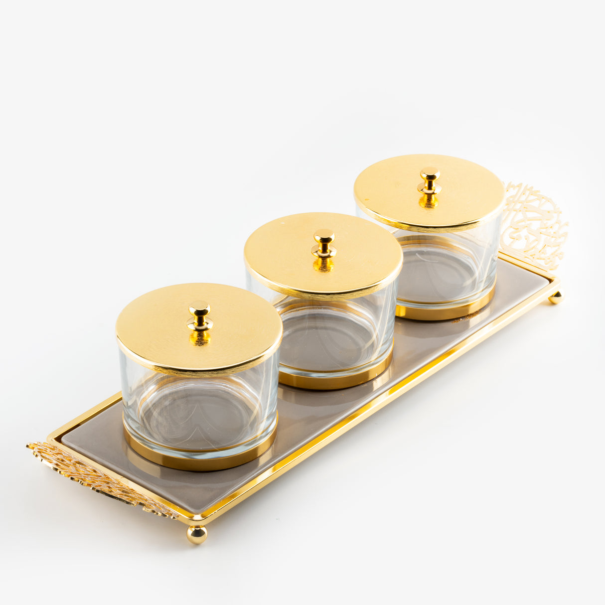 Limited Edition - Snack Serving set (3 Bowls)- beige & Gold