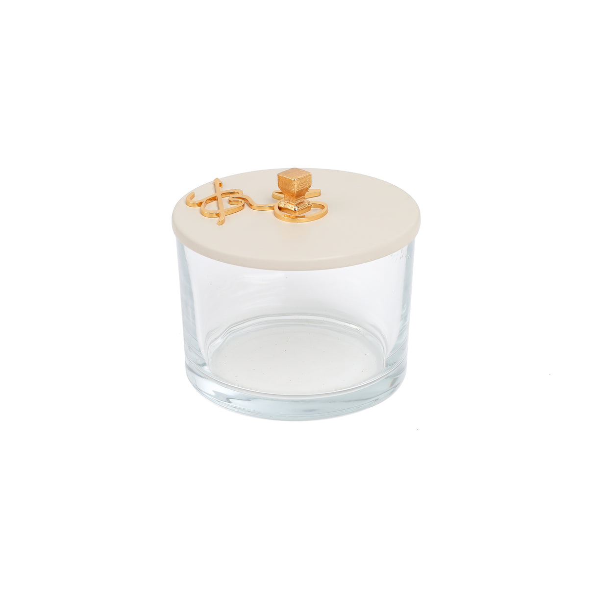 Jiwar - Dual Elegant Nut Serving Set with Engraved  Base - Beige & Gold