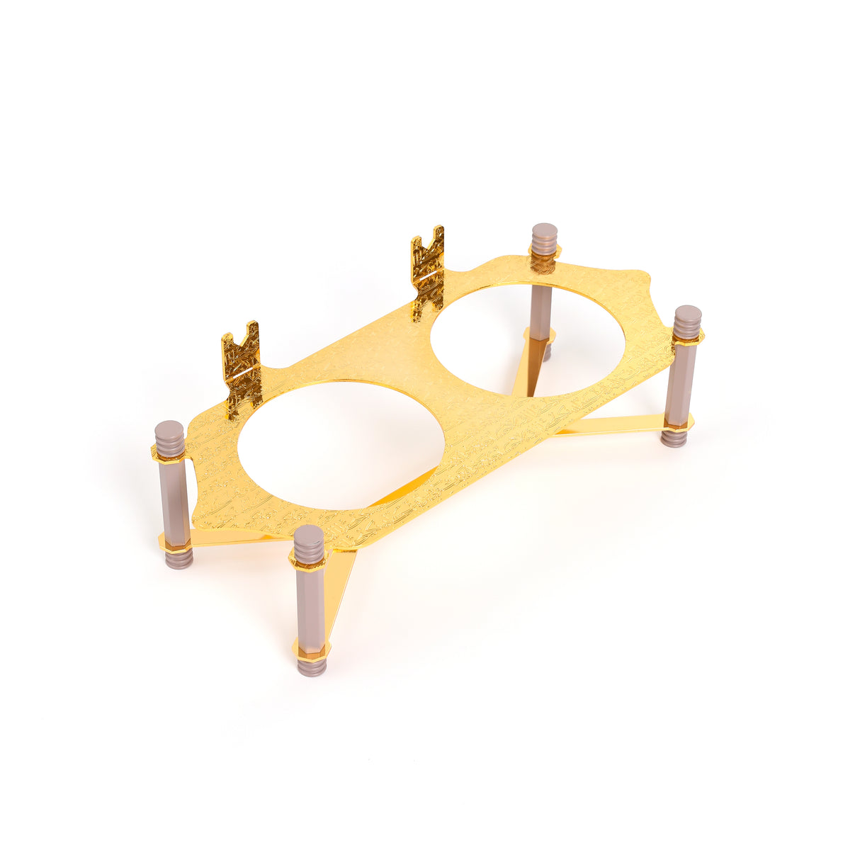 Jiwar - Dual Elegant Nut Serving Set with Engraved  Base - Lavender & Gold