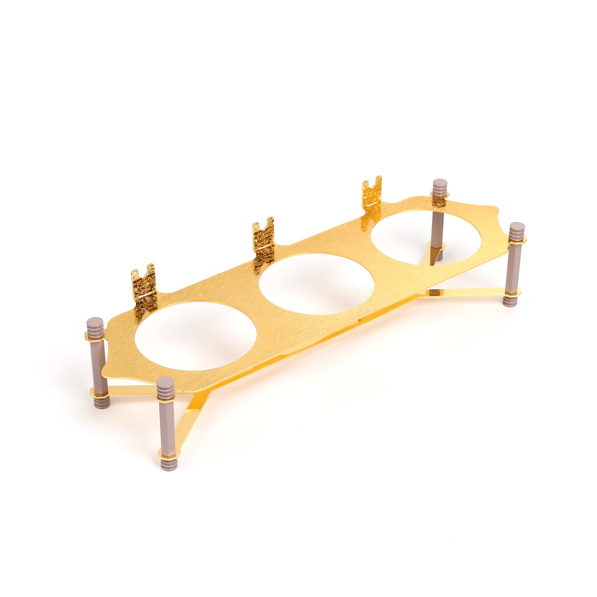 Jiwar - Triple Elegant Nut Serving Set with Engraved Base - Lavender & Gold