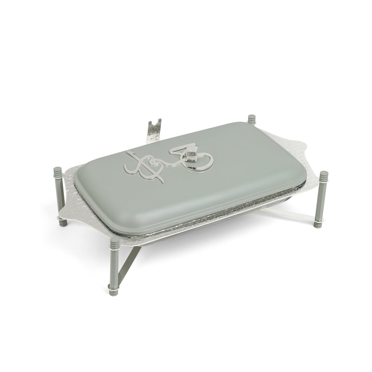 Jiwar - Large Twin Candle Pyrex Chafer -Mint Green  & Silver