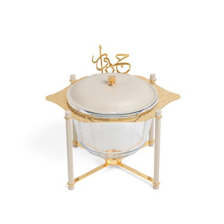 Jiwar - Deluxe Gold Engraved Soup Buffet - Beige & Gold