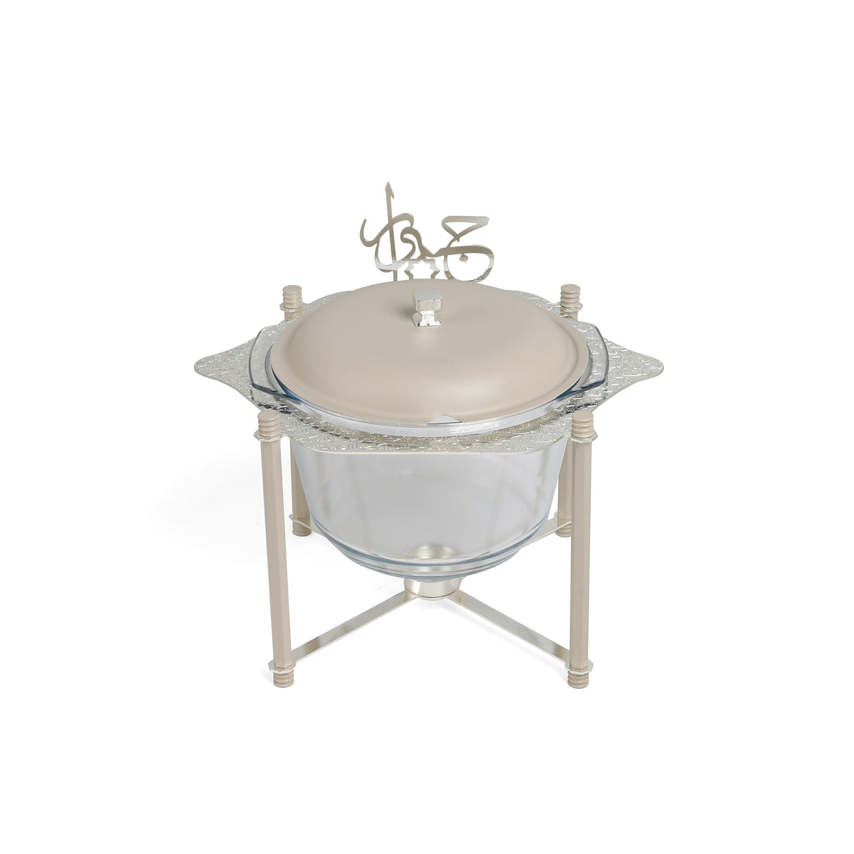 Jiwar - Deluxe Gold Engraved Soup Buffet - Beige & Silver