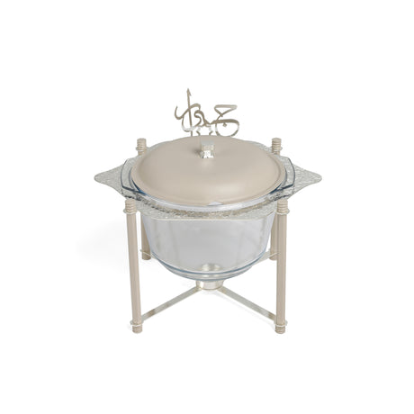 Jiwar - Deluxe Gold Engraved Soup Buffet - Beige & Silver