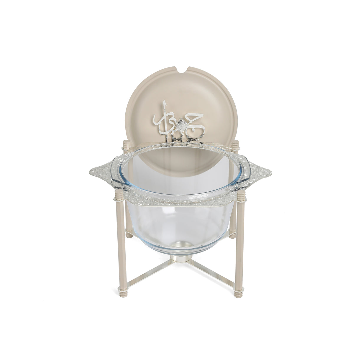 Jiwar - Deluxe Gold Engraved Soup Buffet - Beige & Silver