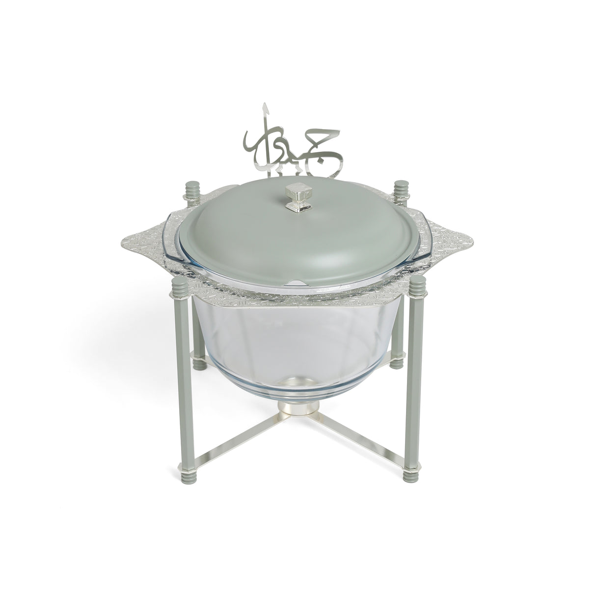 Jiwar - Deluxe Gold Engraved Soup Buffet - Mint Green & Silver