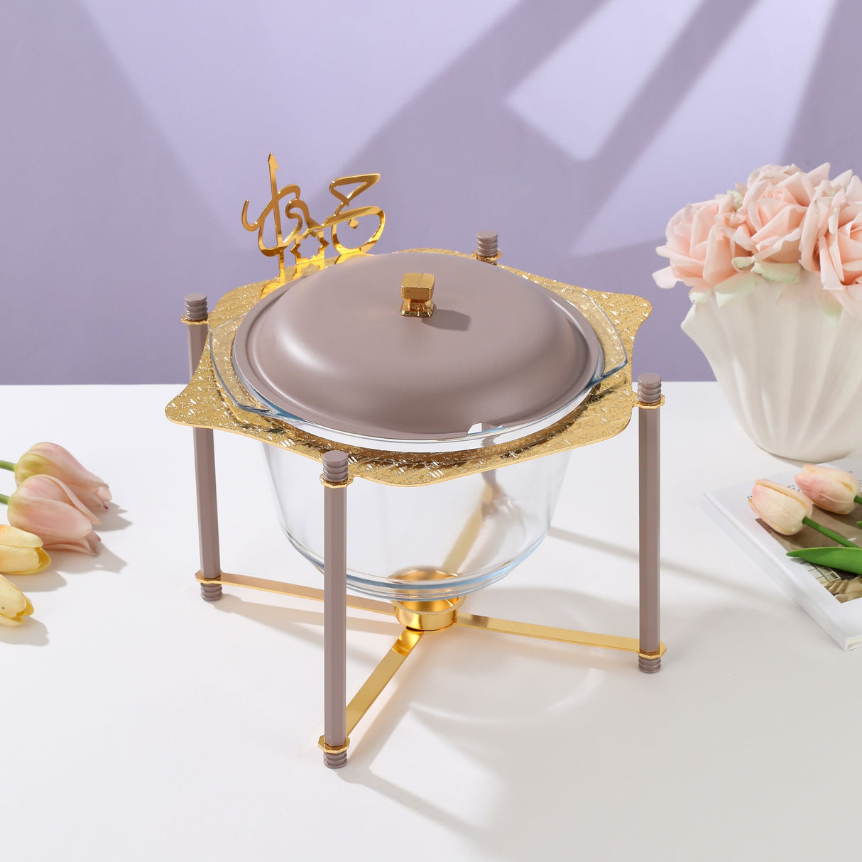 Jiwar - Deluxe Gold Engraved Soup Buffet - Lavender & Gold