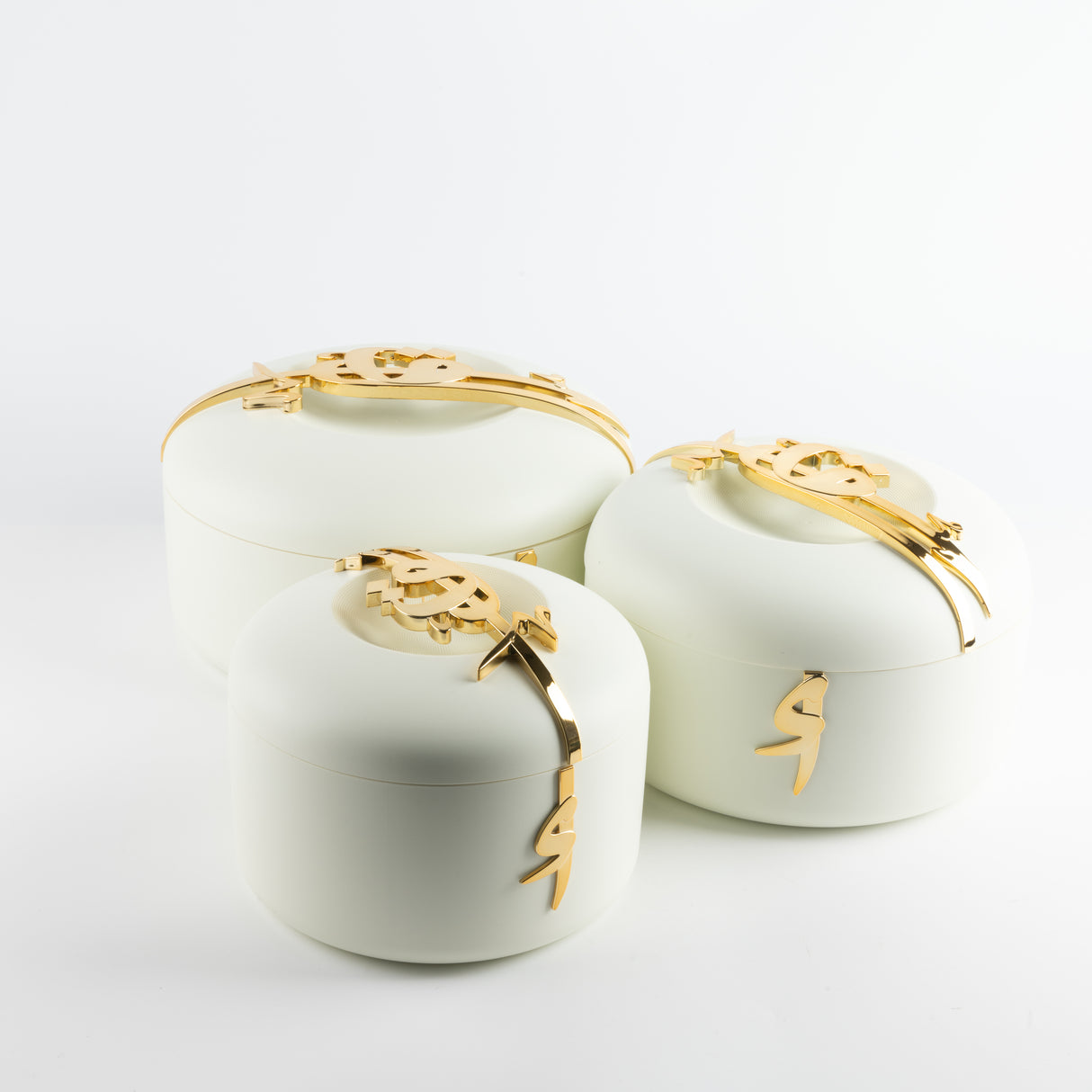 Liqa'a - Food Thermos/ Warm Serv (Set of 3) - Pearl White & Gold