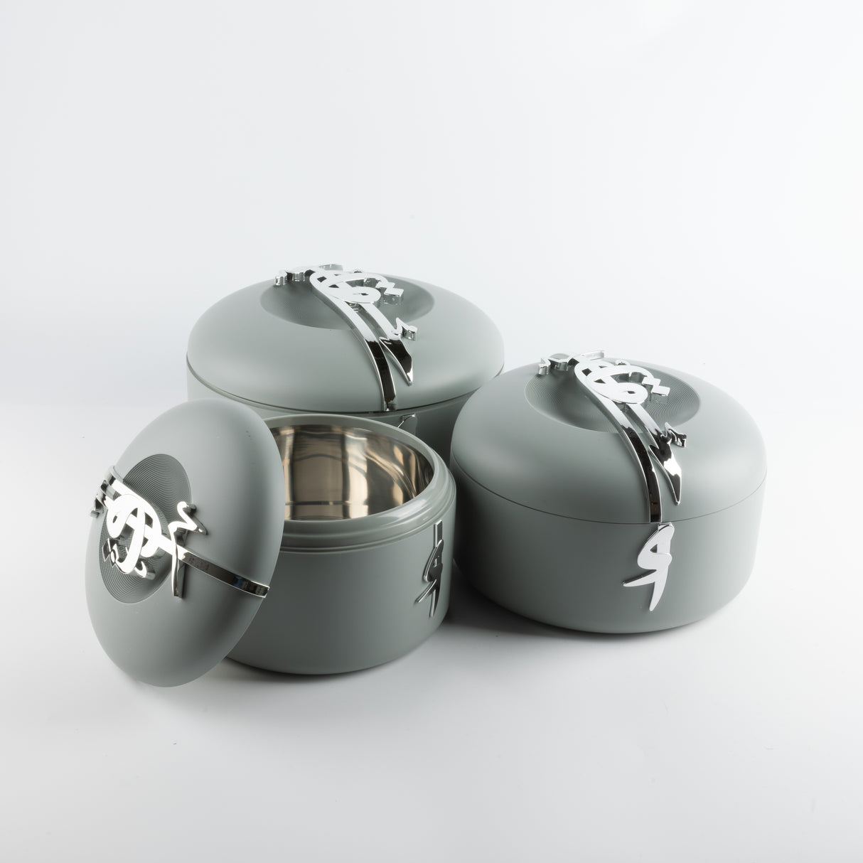 Liqa'a - Food Thermos/ Warm Serv (Set of 3) - Grey & Silver