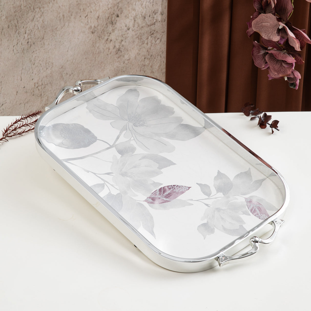 Marisella - Serving Tray - Grey & Silver