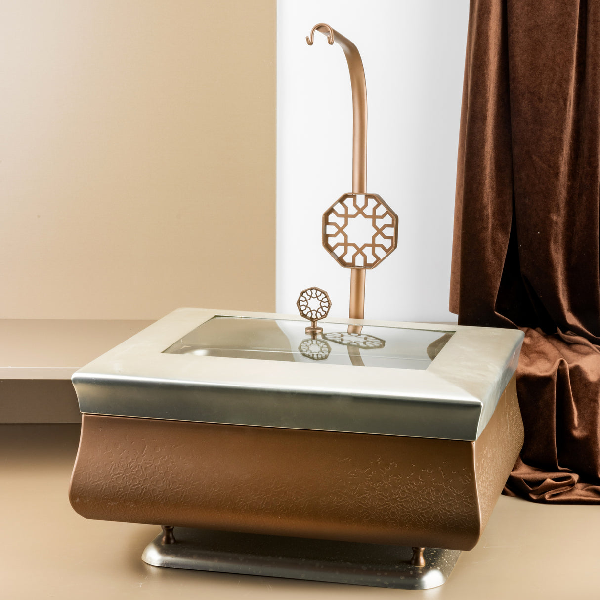 Nourhan - 6L Premium Rectangular Chafer - Bronze & Silver