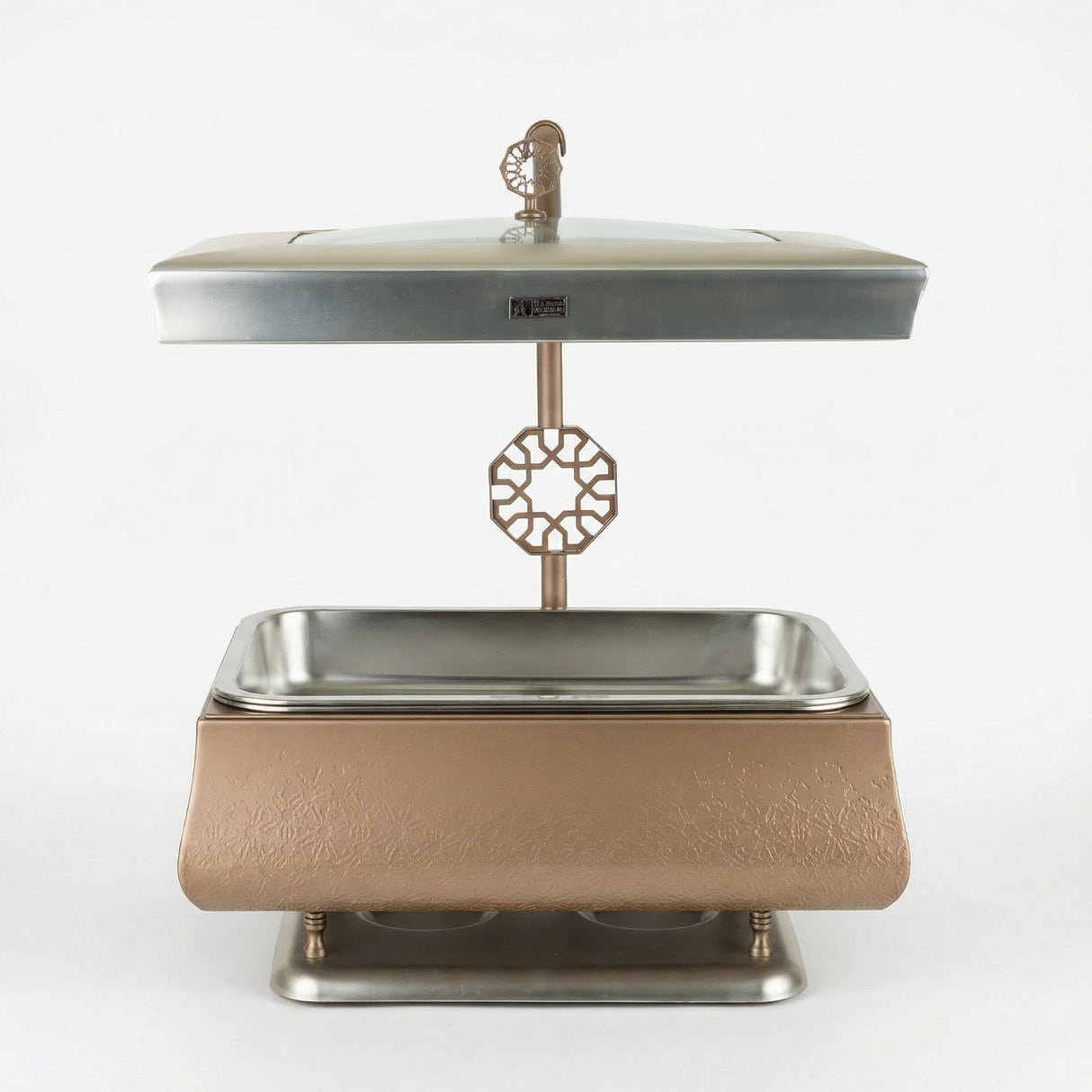 Nourhan - 6L Premium Rectangular Chafer - Bronze & Silver