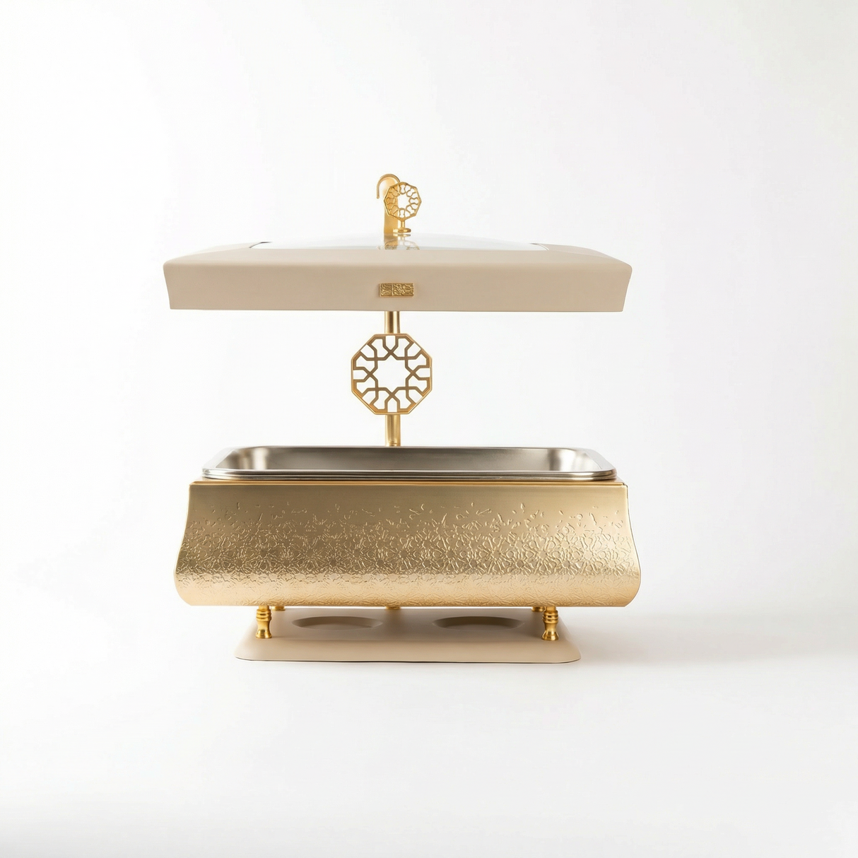 Nourhan - 6L Premium Rectangular Chafer - Gold & Beige