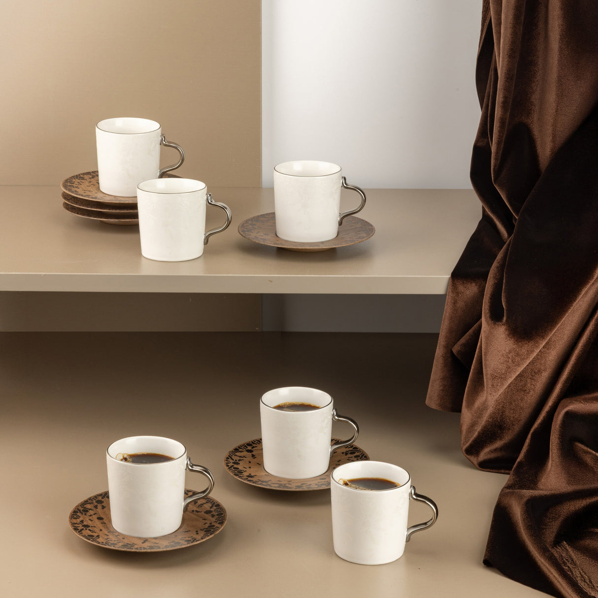 Nourhan - Espresso/Turkish Coffee Set (12-Pc) - Black Walnut