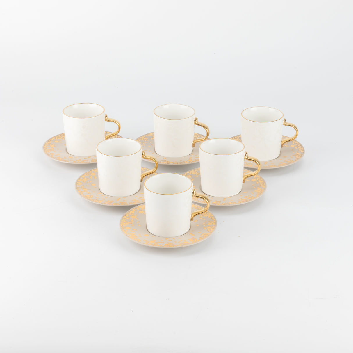 Nourhan - Espresso/Turkish Coffee Set (12-Pc) - Gold & Beige