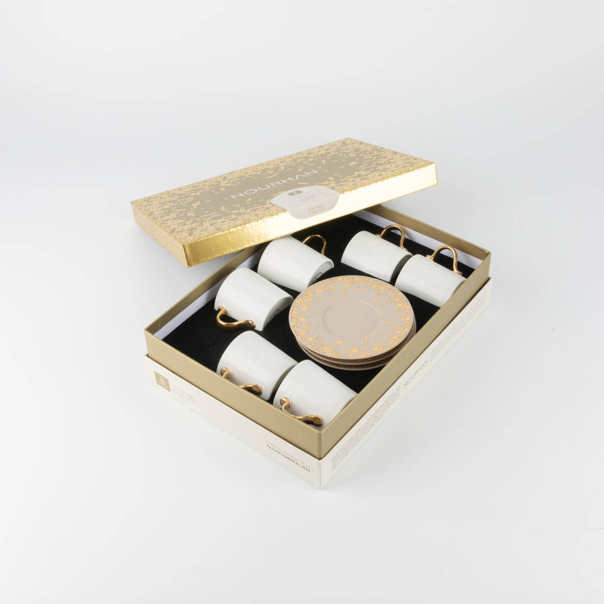 Nourhan - Espresso/Turkish Coffee Set (12-Pc) - Gold & Beige